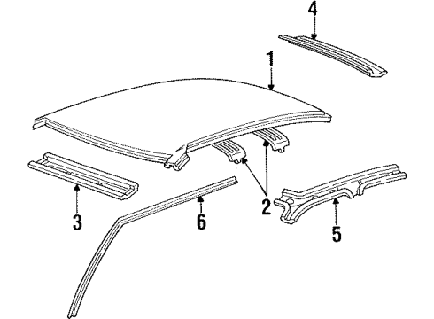 1994 Ford Crown Victoria Roof & Components Diagram