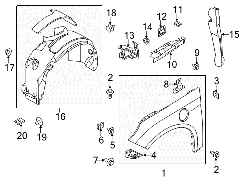 2017 Ford Focus Fender & Components Diagram