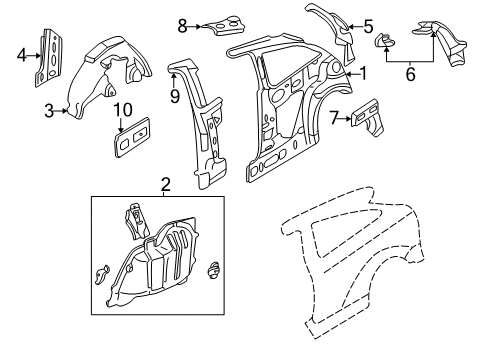 2004 Ford Focus Inner Structure - Quarter Panel Diagram