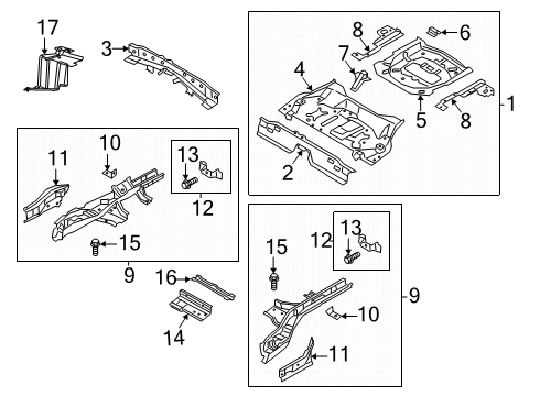 2022 Lincoln Corsair Extension - Rear Floor Panel - Side Diagram for LX6Z-7847122-L