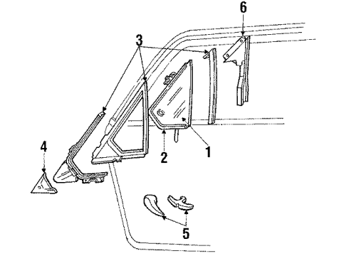 1985 Mercury Lynx Glass - Door Diagram