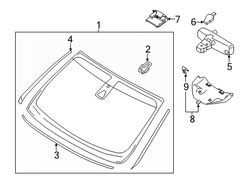 2019 Lincoln Nautilus Glass - Windshield Diagram