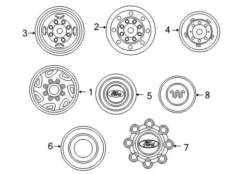 2005 Ford F-250 Super Duty Wheel Covers & Trim Diagram