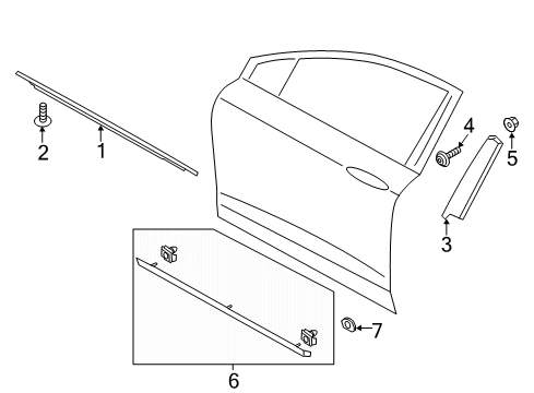 2017 Lincoln MKZ Exterior Trim - Front Door Diagram