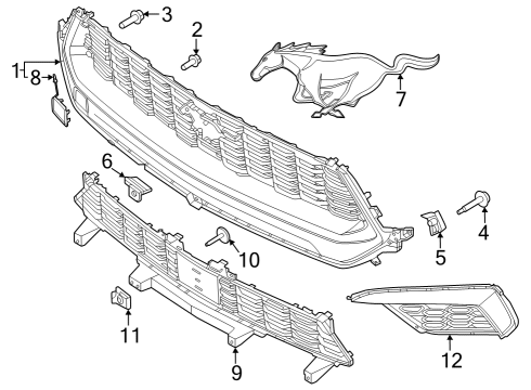 2025 Ford Mustang Grille & Components Diagram 2 - Thumbnail