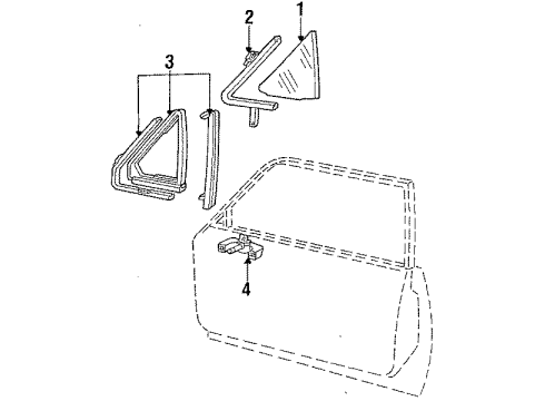 1987 Mercury Grand Marquis Glass - Door Diagram