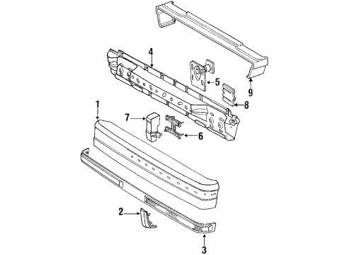 1988 Mercury Grand Marquis Bumper & Components - Rear Diagram