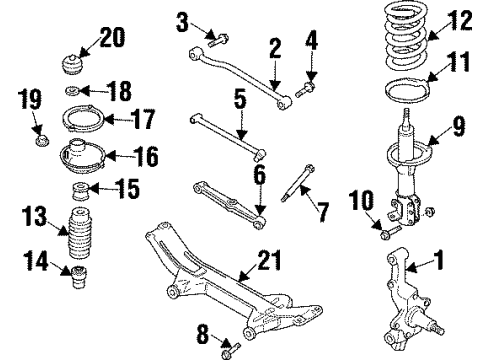 1997 Mercury Tracer Rear Suspension Components Diagram