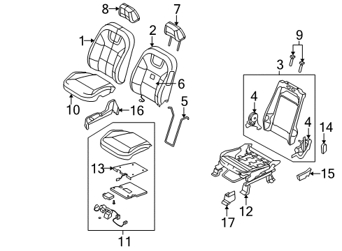 2010 Ford Focus Passenger Seat Components Diagram