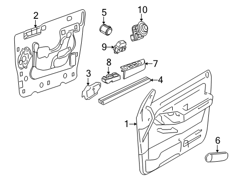2006 Mercury Mountaineer Interior Trim - Front Door Diagram