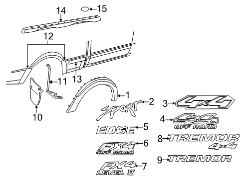 2000 Ford Ranger Exterior Trim - Pick Up Box Diagram