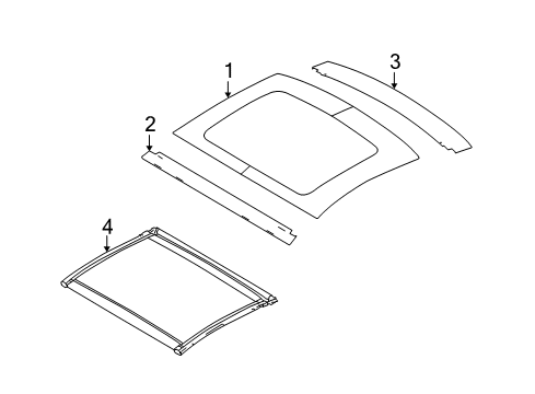 2012 Ford Mustang Glass & Hardware - Roof Diagram