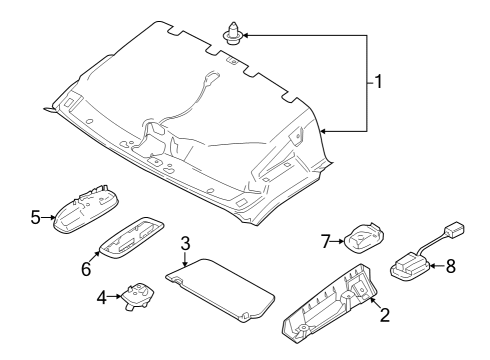 2024 Ford E-Transit Interior Trim - Roof Diagram