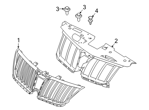 2009 Lincoln MKS Grille & Components Diagram
