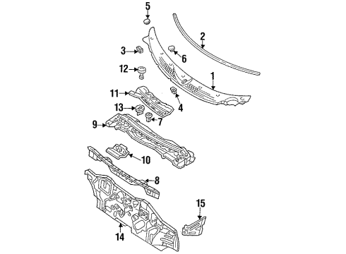 1996 Ford Probe Water Deflector Fastener Diagram for F1CZ-58017B36-A