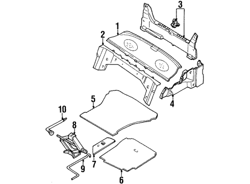 1999 Mercury Tracer Quarter Trim Panel Diagram for F7CZ-54243B56-AB