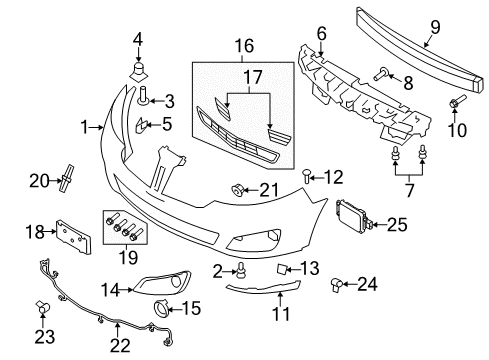 2010 Lincoln MKS Bumper & Components - Front Diagram