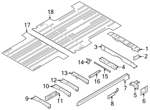 2024 Ford E-Transit Rear Floor & Rails Diagram