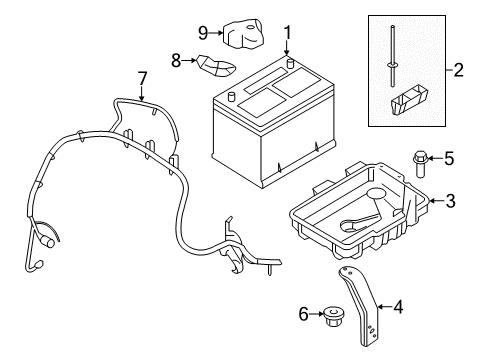 2008 Ford Edge Battery Tray Diagram for 7T4Z-10732-A