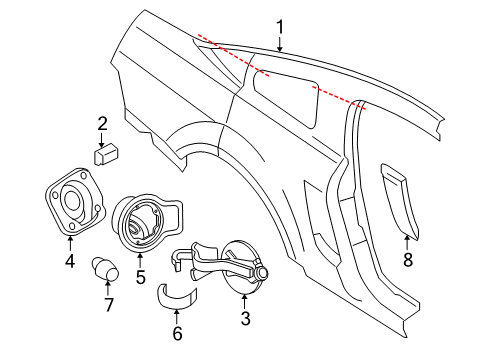 2006 Ford Mustang Quarter Panel & Components Diagram
