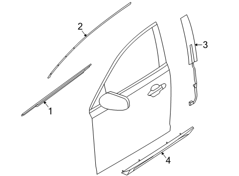 2013 Lincoln MKS Exterior Trim - Front Door Diagram