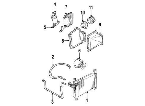 1992 Ford Ranger A/C Condenser, Compressor & Lines Diagram