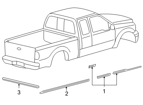 2009 Ford F-350 Super Duty Stripe Tape Diagram 3 - Thumbnail