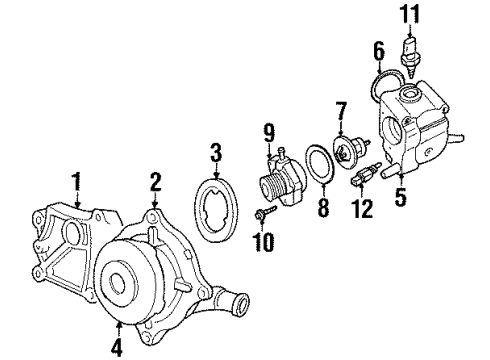 2002 Mercury Cougar Thermostat Housing Diagram for F8RZ-8592-AG