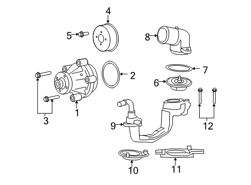 2009 Ford F-150 Thermostat Housing, Lower Diagram for 7R3Z-8C368-G