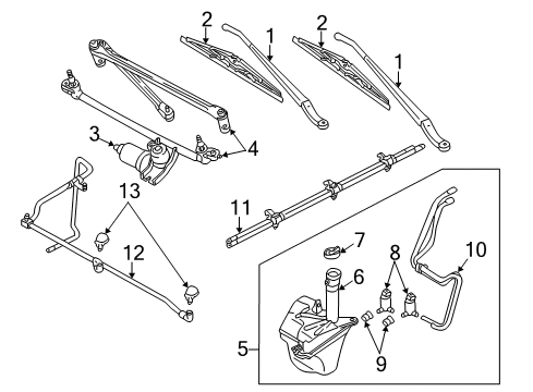 2005 Mercury Mariner Wiper & Washer Components Diagram