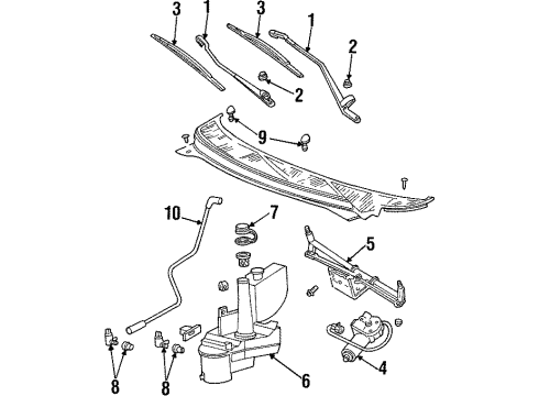 2000 Ford Windstar Wiper & Washer Components Diagram