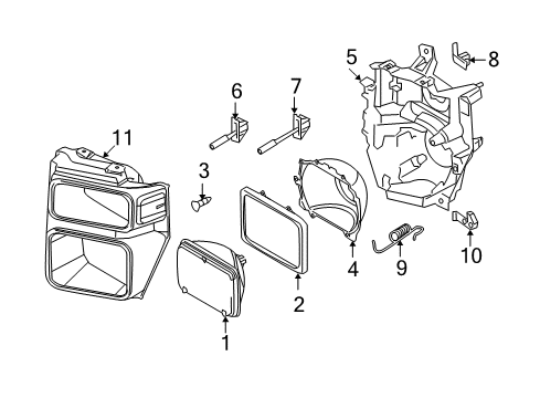2009 Ford F-250 Super Duty Headlamp Components Diagram