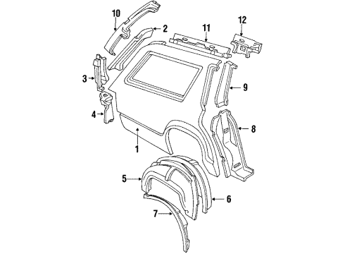 1985 Mercury Marquis Quarter Panel & Components Diagram