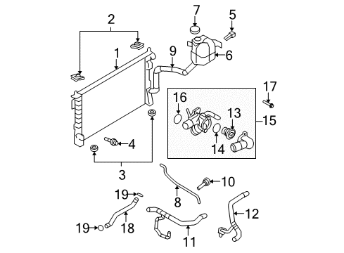 2009 Ford Edge Radiator & Components Diagram