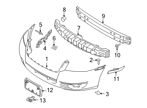 2009 Mercury Sable Bumper & Components - Front Diagram