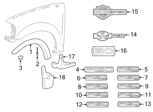 2008 Ford F-150 Nameplate, Front Diagram for 8L3Z-9942528-A