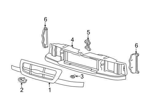 2002 Ford Ranger Grille & Components Diagram