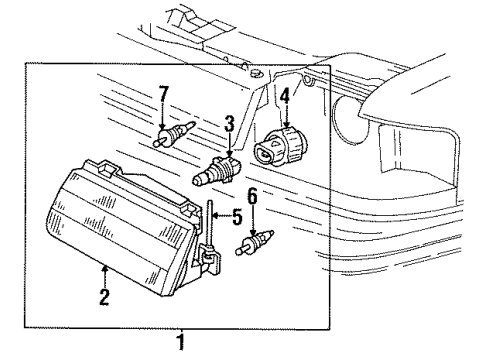 1992 Mercury Topaz Headlamp Components Diagram