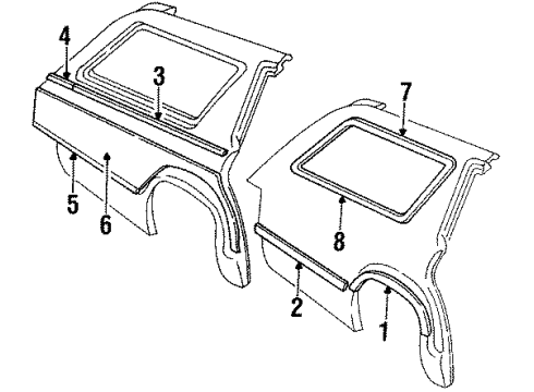 1986 Ford LTD Exterior Trim - Quarter Panel Diagram