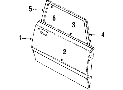1984 Lincoln Town Car Exterior Trim - Front Door Diagram 2 - Thumbnail