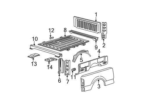 1998 Ford F-150 Front & Side Panels Diagram 2 - Thumbnail