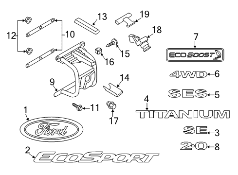 2021 Ford EcoSport Exterior Trim - Back Door  Diagram