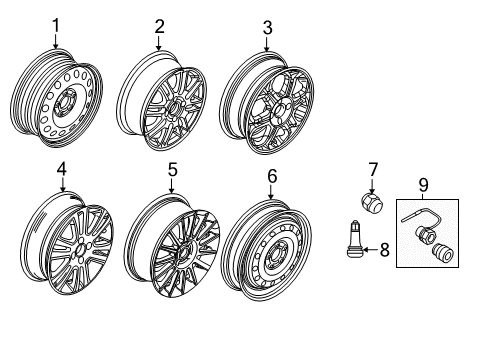 2009 Ford Focus Wheel, Steel Diagram for 9S4Z-1007-C