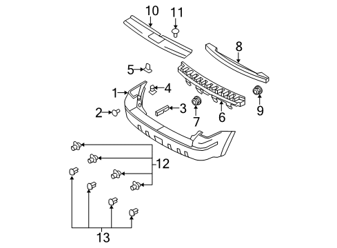 2008 Ford Escape Bumper & Components - Rear Diagram 2 - Thumbnail