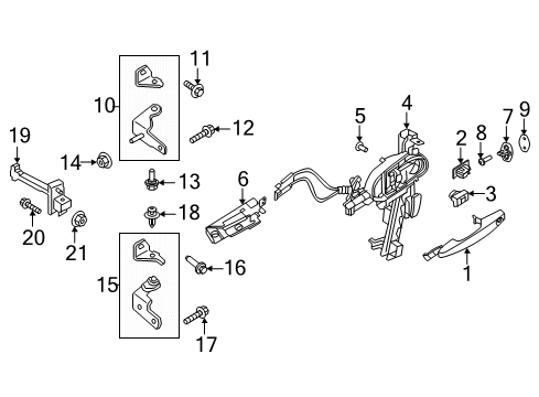 2020 Ford Escape Front Door - Lock & Hardware Diagram