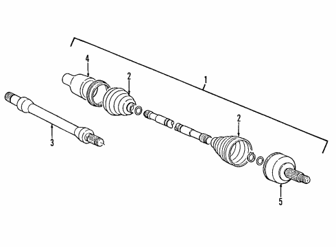 1998 Ford Contour Front Axle Shafts & Joints Diagram