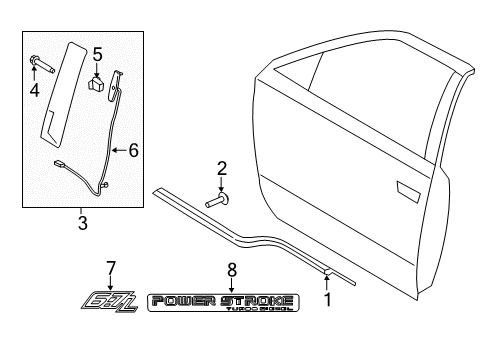 2017 Ford F-350 Super Duty Exterior Trim - Front Door Diagram