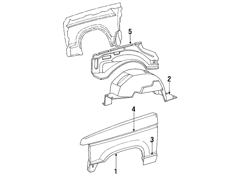 1987 Ford Bronco II Exterior Trim - Fender Diagram