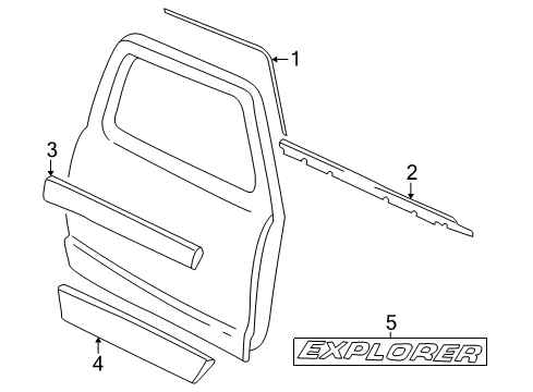 2002 Ford Explorer Sport Exterior Trim - Door Diagram
