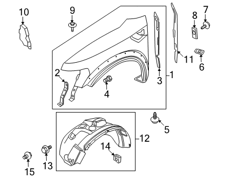 2010 Ford F-150 Fender, Front Passenger Side Diagram for AL3Z-16005-A